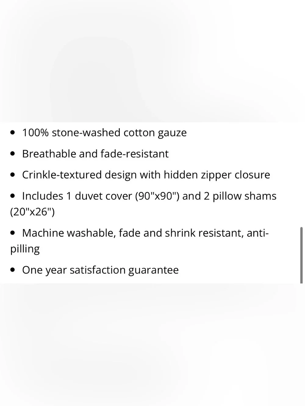 QUEEN SIZE Gauze Duvet Set 100% Stone-Washed Cotton - WARM WHITE